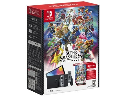Die Verpackung des Nintendo Switch OLED Super Smash Bros. Ultimatives Paket.
