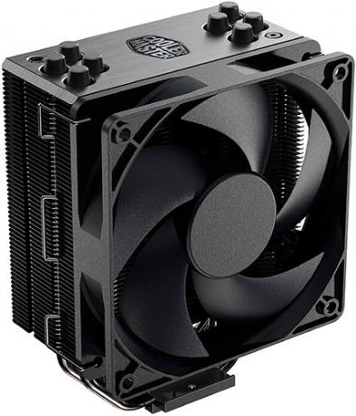 Cooler Master Hyper 212 fekete kiadás fehér alapon.