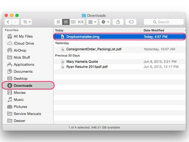 Menemukan file pemasangan Dropbox