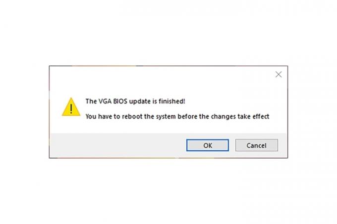 Powiadomienie o zakończeniu aktualizacji BIOS-u VGA.