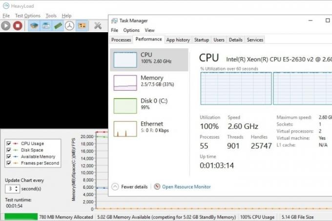 HeavyLoad CPU 스트레스 테스트.