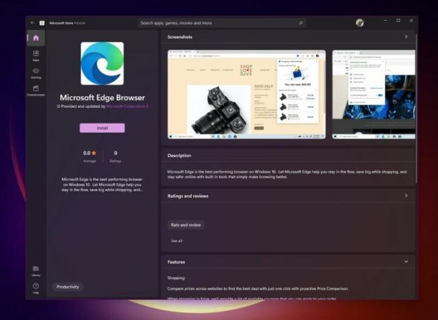 Мицрософт Едге листа у Мицрософт продавници у оперативном систему Виндовс 11.