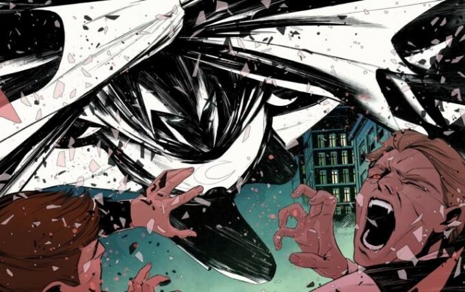 Moon Knight kjemper mot 2 vampyrer i en Marvel-tegneserie.