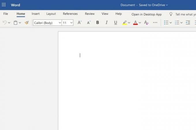 Posnetek zaslona spletne aplikacije Microsoft Office