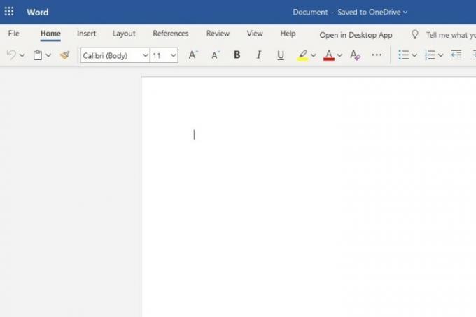 Captură de ecran a aplicației Web Microsoft Office