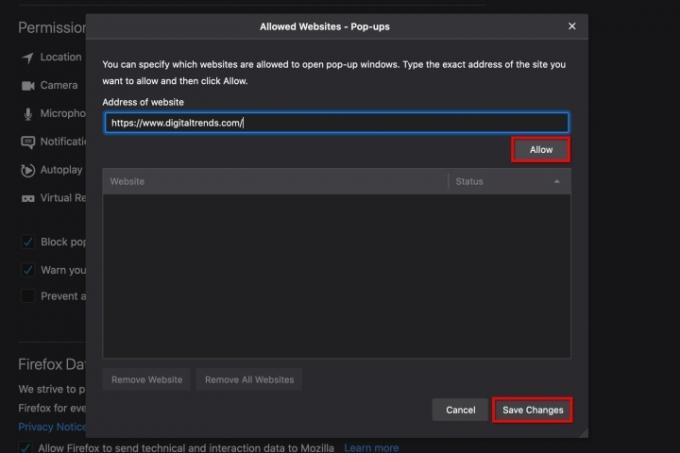 So lassen Sie Pop-ups auf einer Mac-Firefox-Website manuell zu