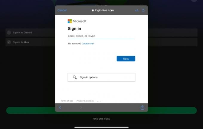 Login da Microsoft para Discord Voice.