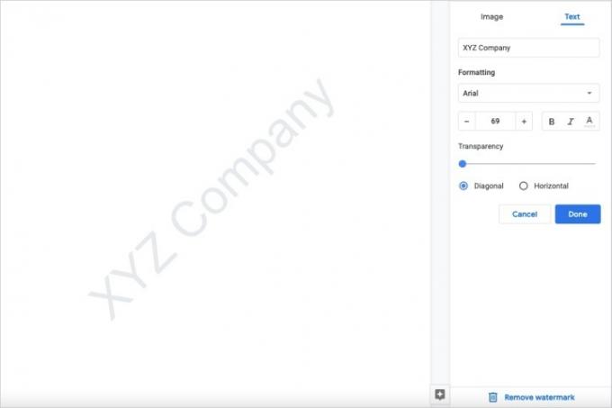 Текстовий водяний знак у Google Docs.