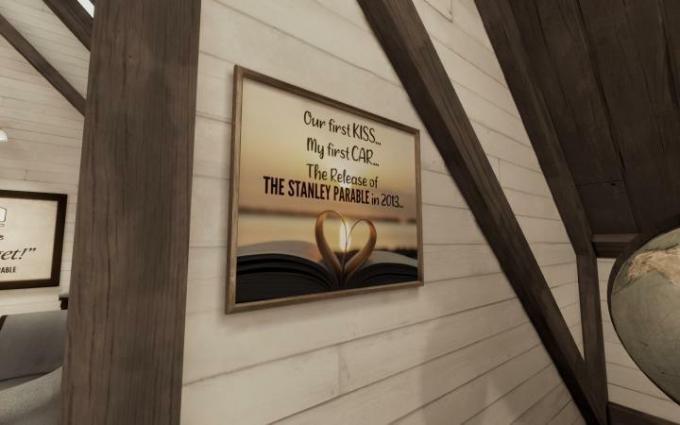 Una foto enmarcada en The Stanley Parable: Ultra Deluxe celebra el juego original.