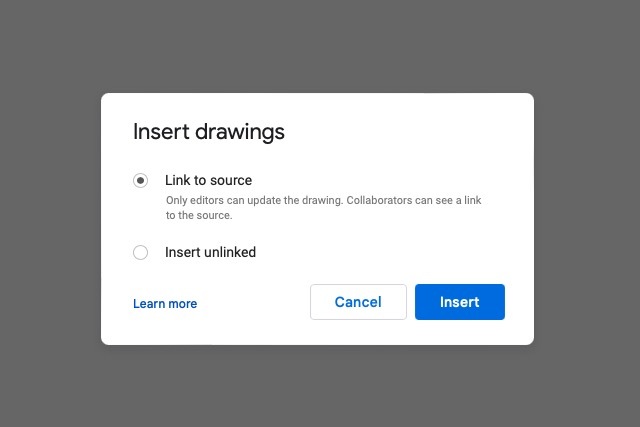 Insira o prompt de Desenhos no Google Docs.