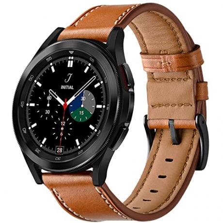 Bőrszíjak kompatibilis a Samsung Galaxy Watch 5 pro 45 mm-es Galaxy Watch 5 sávos 40 mm-es 44 mm-es Galaxy Watch 4 Band 2021 Galaxy Watch 4 klasszikus szíjjal, 42 mm-es 46 mm-es férfi nőkkel