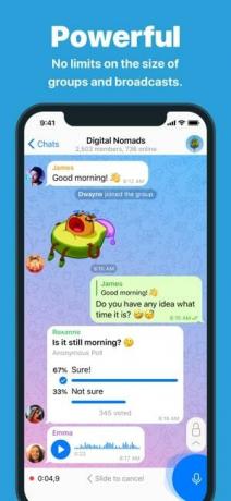 Telegram Messenger app chat som sier 