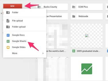 Щракнете върху Нов и след това върху Google Таблици.