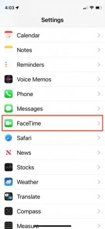 FaceTime på iPhone från inställningar.