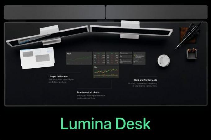 Lumina Desk에는 디스플레이가 내장되어 있으며 앱을 실행할 수 있습니다.