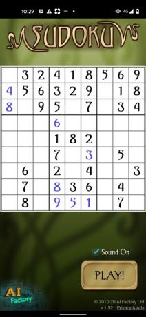 Hratelnost Sudoku Free od AI Factory.