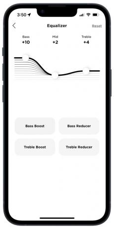 Bose Music-app på iOS: EQ-indstillinger.