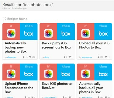 IFTTT iOS nuotraukų atsarginės kopijos į „Box“.
