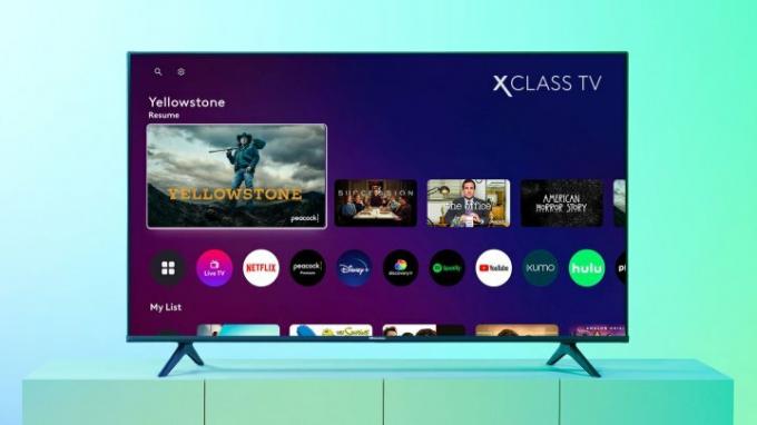 Obraz Comcast XClass TV zobrazující uživatelské rozhraní Comcast na televizoru