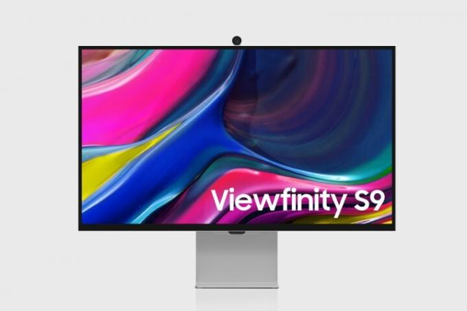 צג Samsung Viewfinity S9 עם מצלמת האינטרנט שלו למעלה.