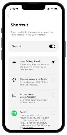 iOS의 Bose Music 앱: 바로가기 버튼 옵션.