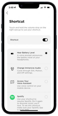 Bose Music-appen på iOS: Alternativ för genvägsknappar.