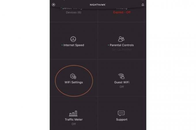 Die Nighthawk-App zeigt die WLAN-Einstellungen an.