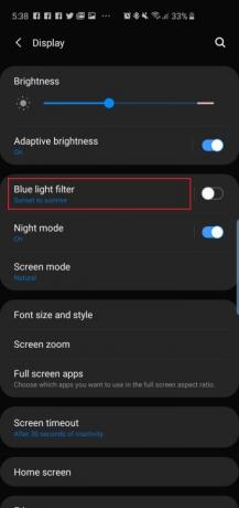 samsung galaxy s10 plus s10e configuración filtro de luz azul