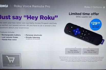 Bewijs voor een mogelijke Roku Voice Remote Pro gepost op Reddit