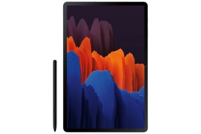 Den svarta versionen av Samsung Galaxy Tab S7 med S Pen.