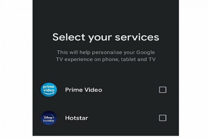 Выбор услуги на Google TV.