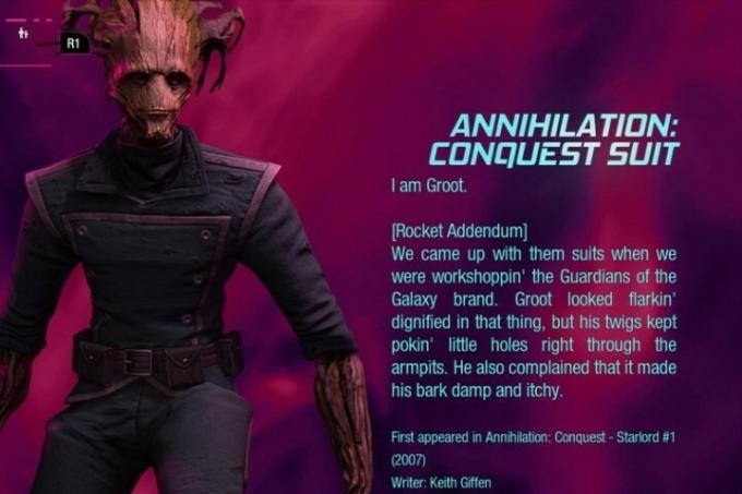 תלבושת ה-Annihilation Conquest של Groot מ-Guardians of the Galaxy. 
