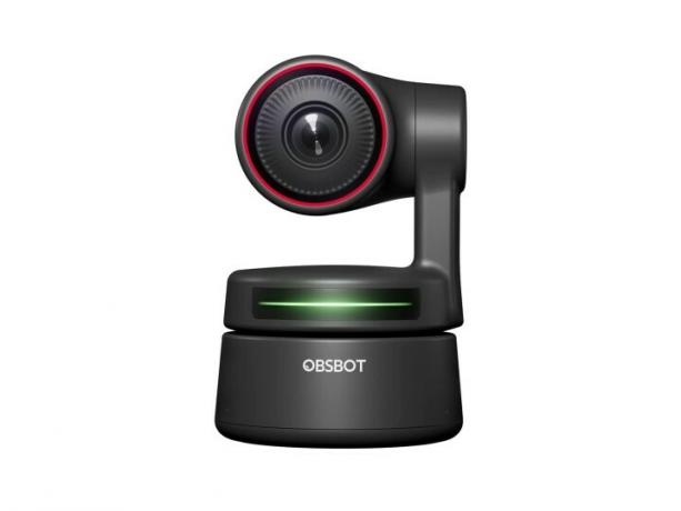 OBSBOT Tiny PTZ 4K UHD Webcam met AI en cardanische productafbeelding.