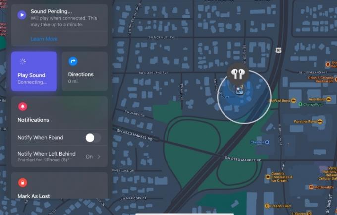 Hang lejátszása a Find My alkalmazásban.