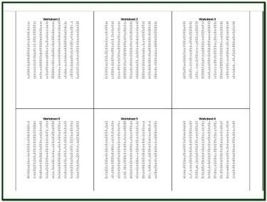 1ページに印刷された6つのワークシートの例。