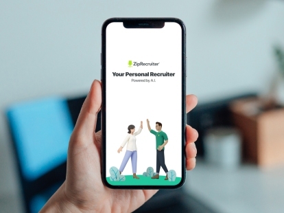L'app ZipRecruiter su un dispositivo mobile.