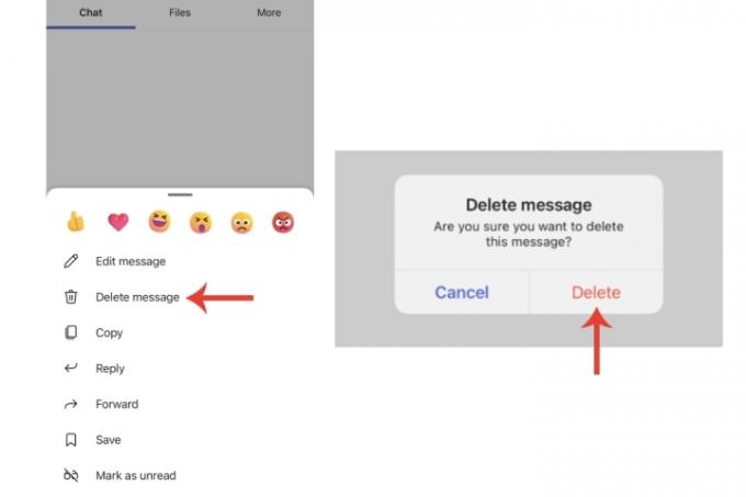 Ta bort meddelanden på Microsoft Teams för iPhone.