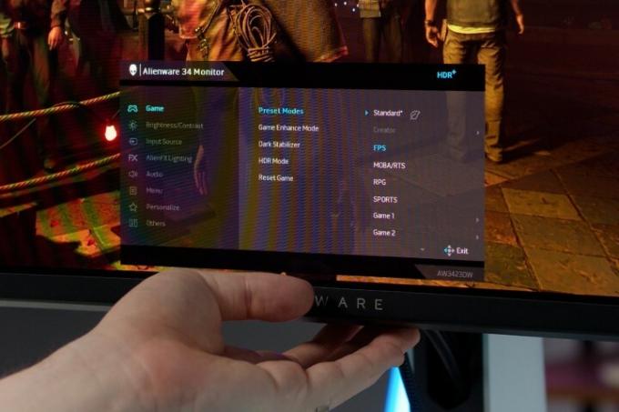 Alienware OLED-monitor OSD-instellingen.