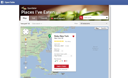 OpenTable בודק גילוי מסעדות חברתיות עם "מקומות שאכלתי"