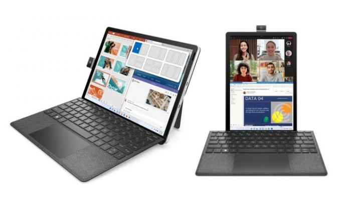 HP 11-tommer tablet i stående eller liggende tilstand.