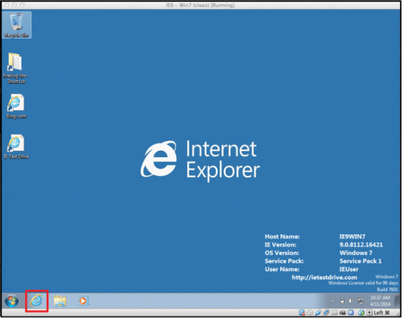 Iniciar a área de trabalho do Internet Explorer