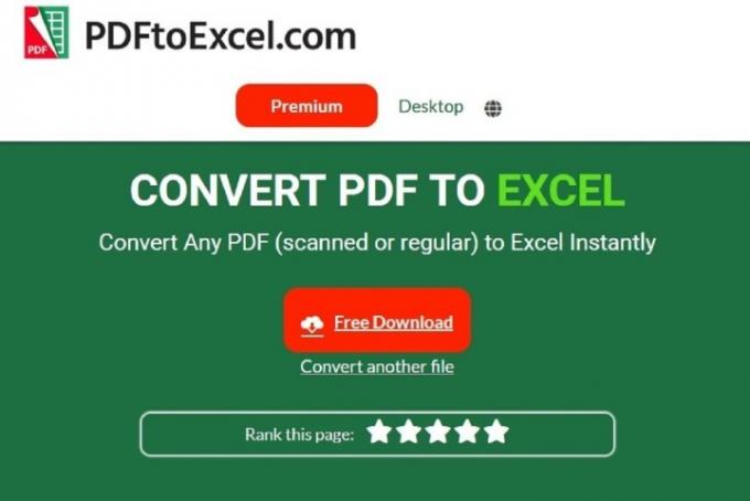 Tangkapan layar unduhan gratis Pdftoexcel.com