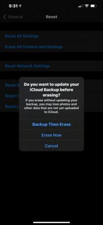 iPhone Reset Erase Confirmation