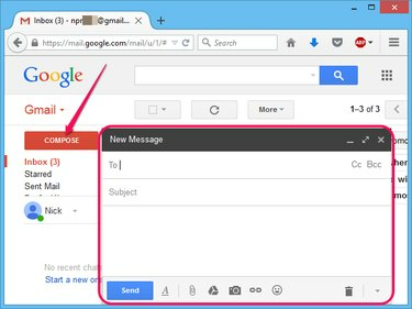 Створення нового повідомлення в Gmail.