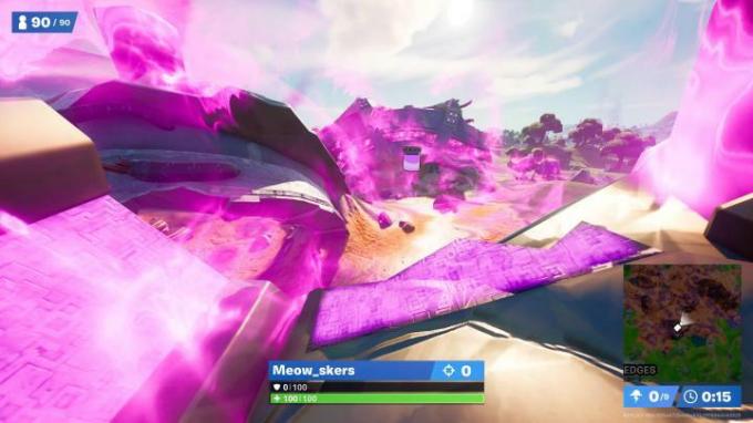 Restos al sur de la ubicación de Believer Beach Color Bottle en Fortnite. 