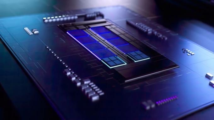 Το τσιπ Intel Raptor Lake εμφανίζεται σε μια αποδοθείσα εικόνα.