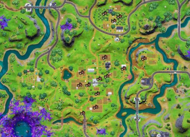 Carte des tracteurs dans Fortnite.