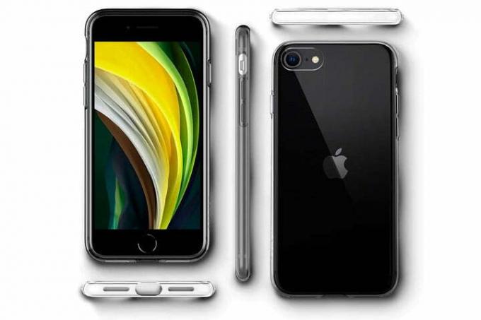 Etui Spigen Liquid Crystal pod każdym kątem do iPhone'a SE (2022) zapewniające wyraźną ochronę.