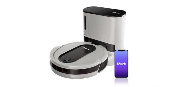 Shark EZ Robot Vacuum em um fundo branco.