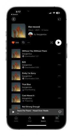 Η εφαρμογή SoundCloud εμφανίζει κομμάτια από το Boygenius σε εξέλιξη.